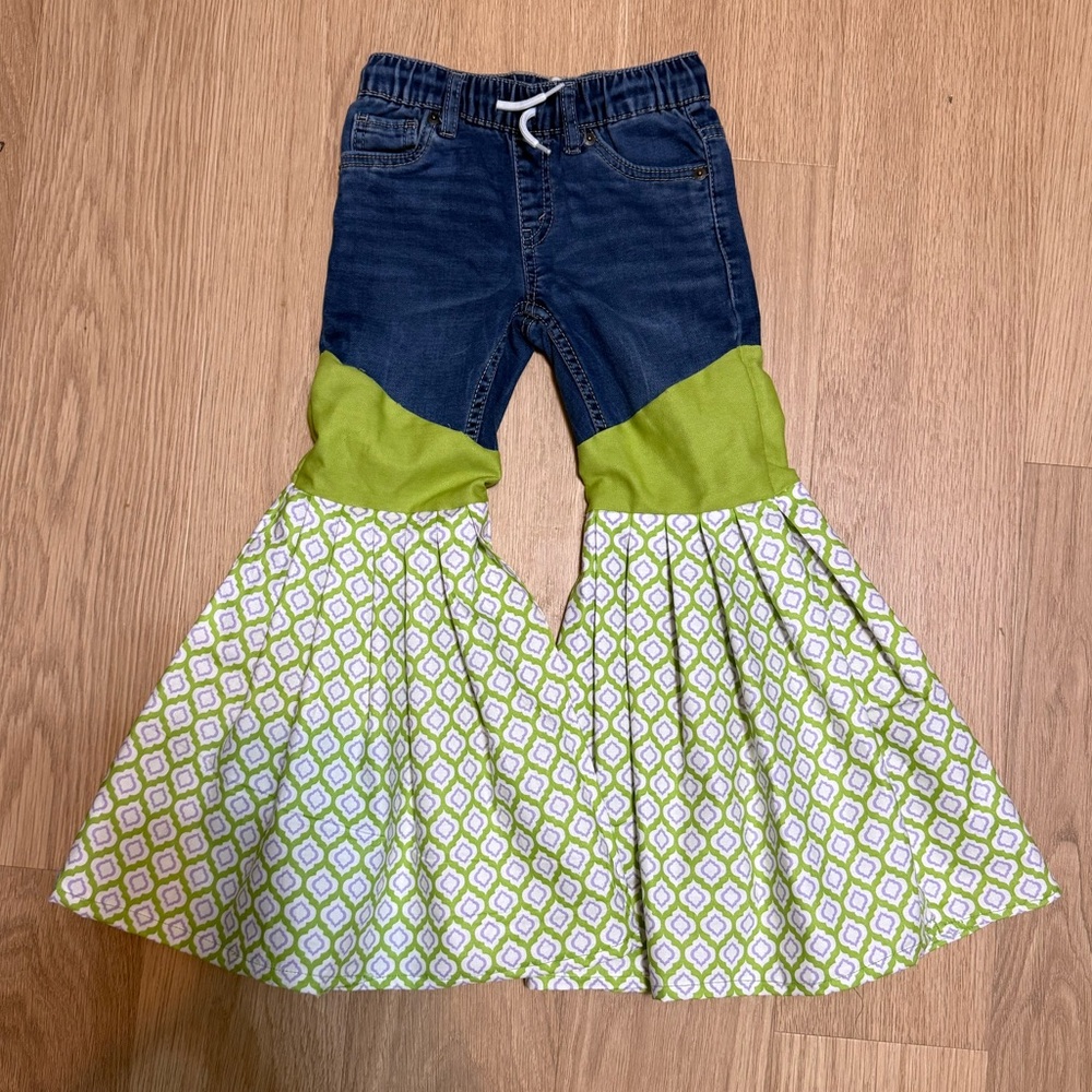 Custom Flared Levi’s- Lilac and Green